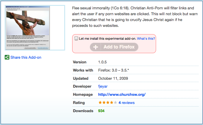 Firefox Porn - OMG, How Christ-Like: Christian Anti-Porn Firefox Add-on ...