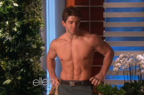 OMG, hes naked: Ellens shirtless Gardener Billy.