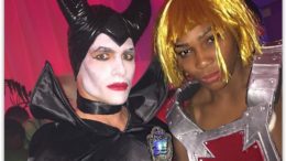 Colton Haynes as Maleficent and Serena Williams as He Man