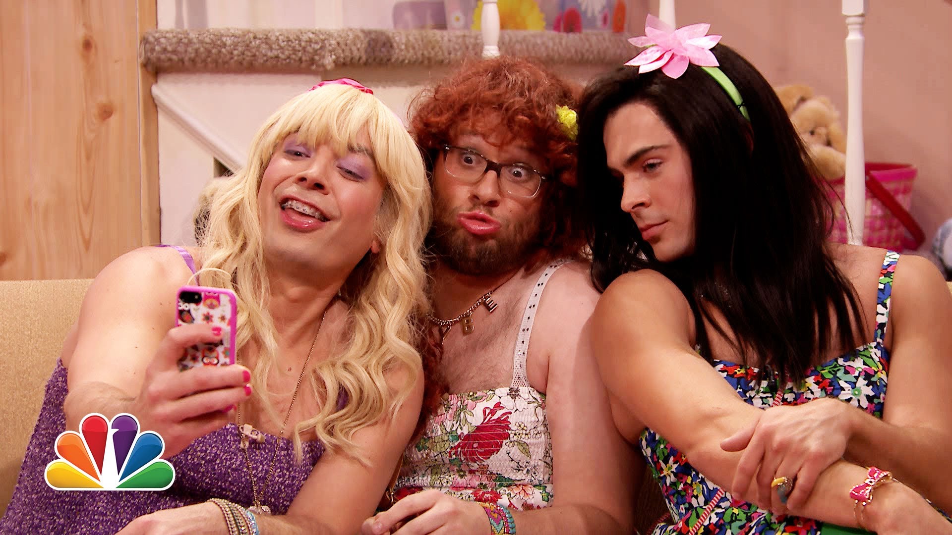 Omg Ew Jimmy Fallon Drags It Up On Teen Nick Show With Seth Rogen And Zac Efron Omg Blog