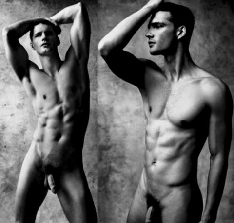 OMG, he’s naked: Fashion model Tomas Skoloudik.
