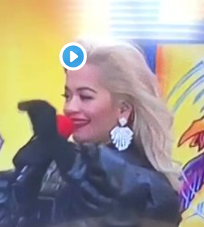Rita Ora lip syncing Macy's Thanksgiving Day Parade