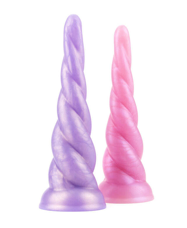 Pink and purple unicorn horn dildos