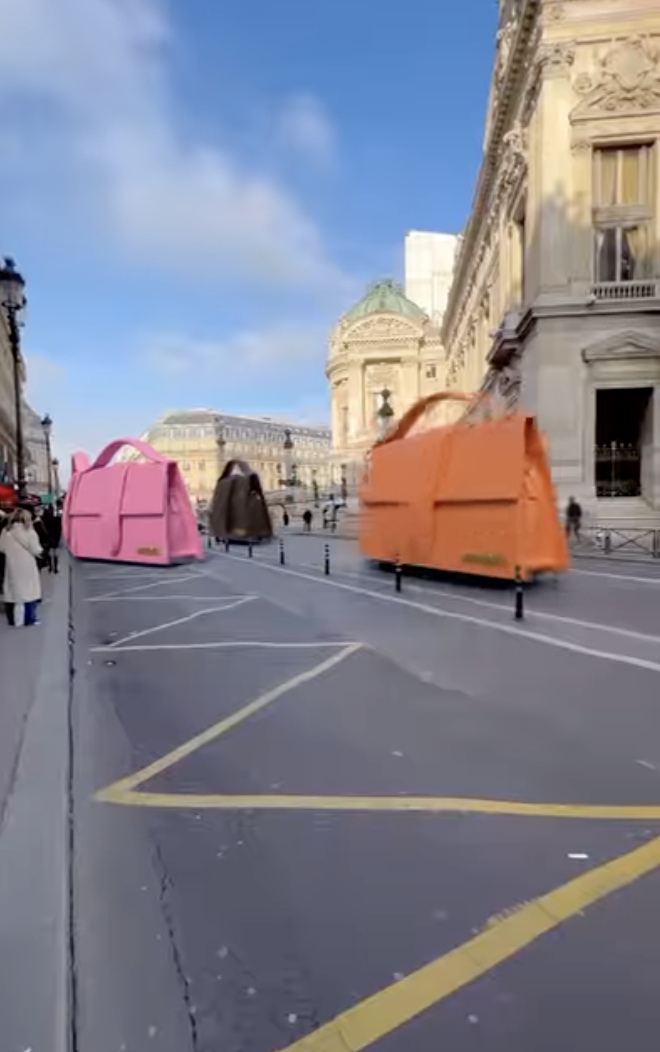 OMG, purse first! Giant Jacquemus bags take to the streets of Paris ...