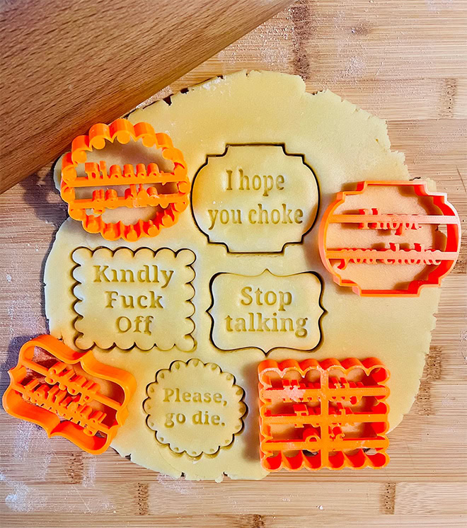 OMG, unwelcome holiday guest? These RUDE cookie cutters will give them the hint!